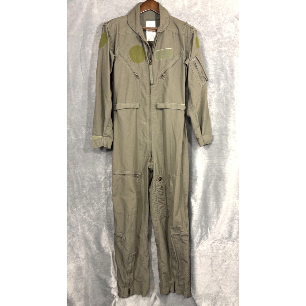 USA Military NOMEX FLIGHT SUIT Coveralls CWU-27/P  Green Lieutenant Rant 36R